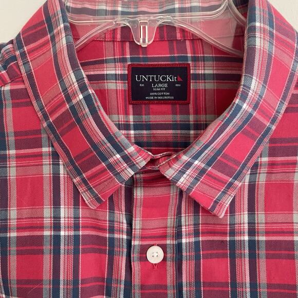 UNTUCKit Button Down Shirt Slim Fit Blue White Pink Gray Cotton Size Large - Picture 6 of 8